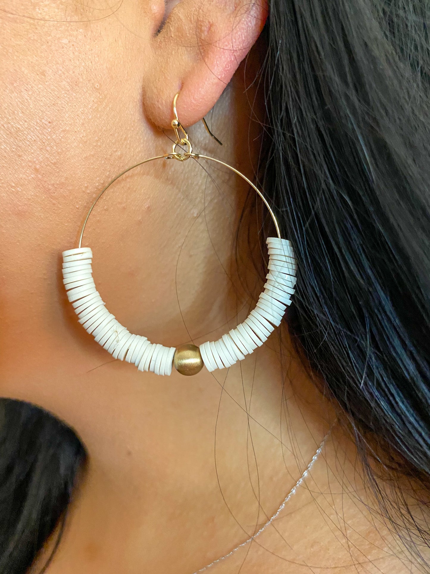 WHITE JESS HOOP EARRING