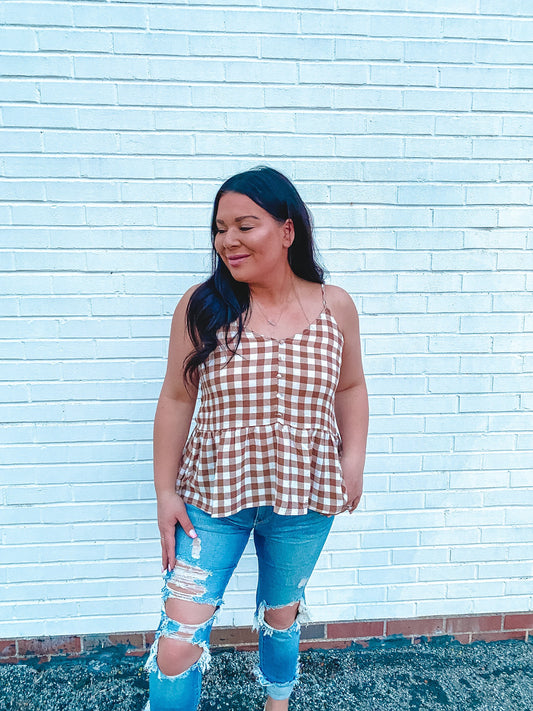 FEELING PRETTY IN GINGHAM TOP